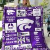 ncaa kansas state wildcats purple white 1863 quilt fleece blanket wfqf255 snecd