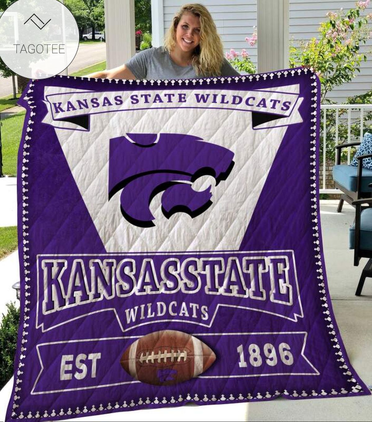 ncaa kansas state wildcats purple white 1896 quilt fleece blanket wfqf256 eg49b