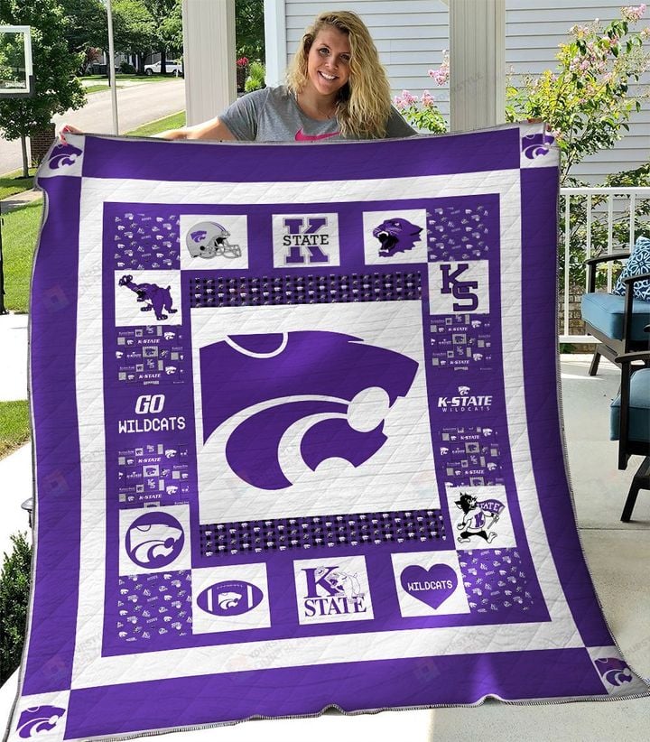 ncaa kansas state wildcats purple white quilt fleece blanket v2 wfqf258 fdogx