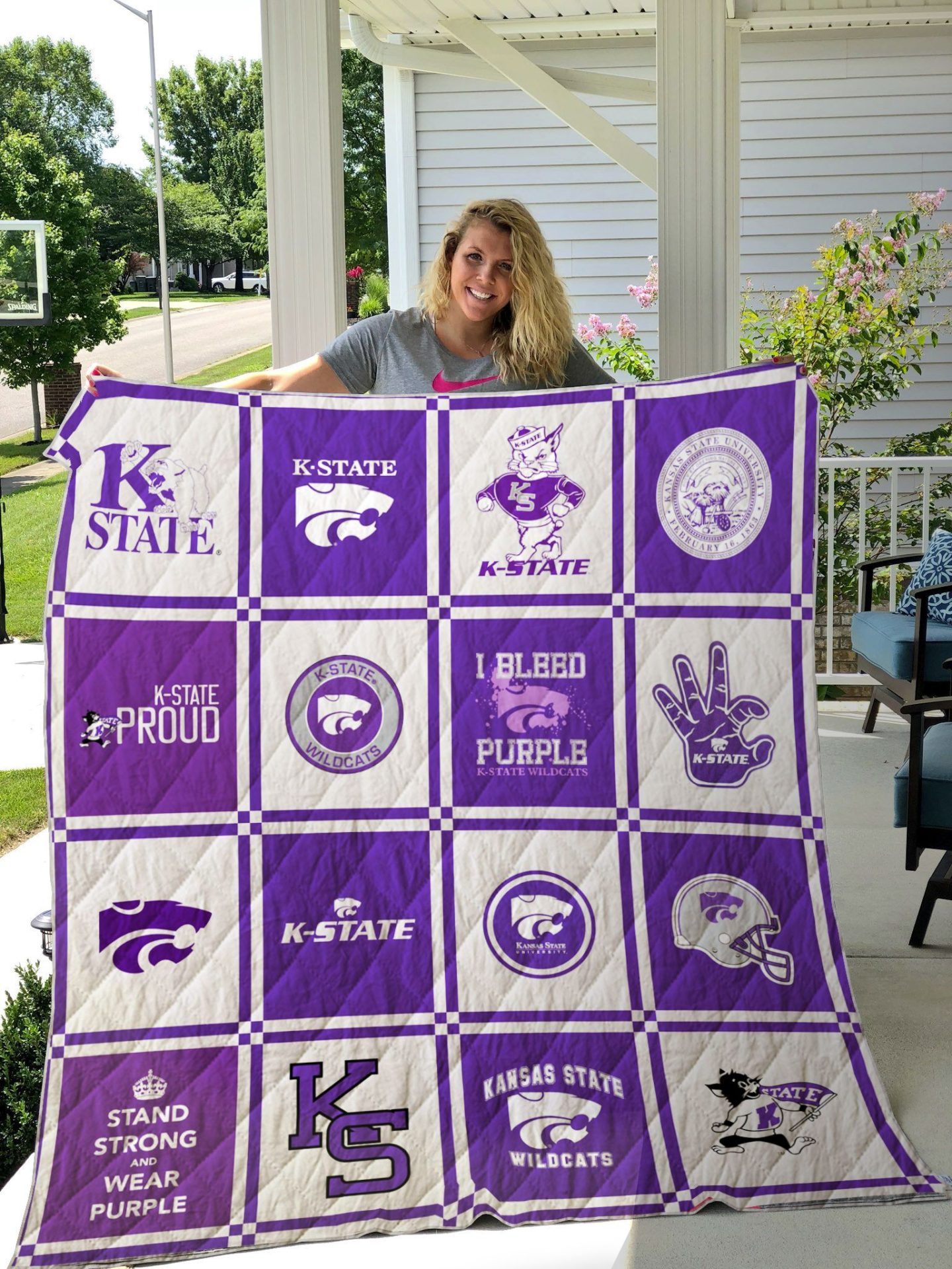 ncaa kansas state wildcats purple white quilt fleece blanket v3 wfqf259 anmha