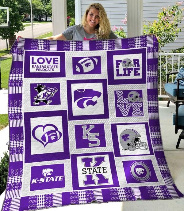 ncaa kansas state wildcats purple white quilt fleece blanket v4 wfqf260 g3f39