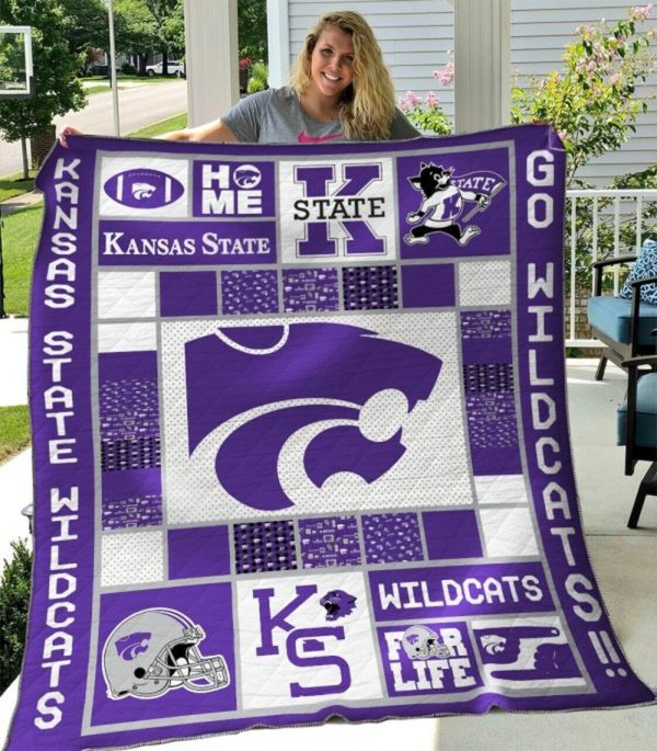 ncaa kansas state wildcats purple white quilt fleece blanket v5 wfqf261 hj9lc