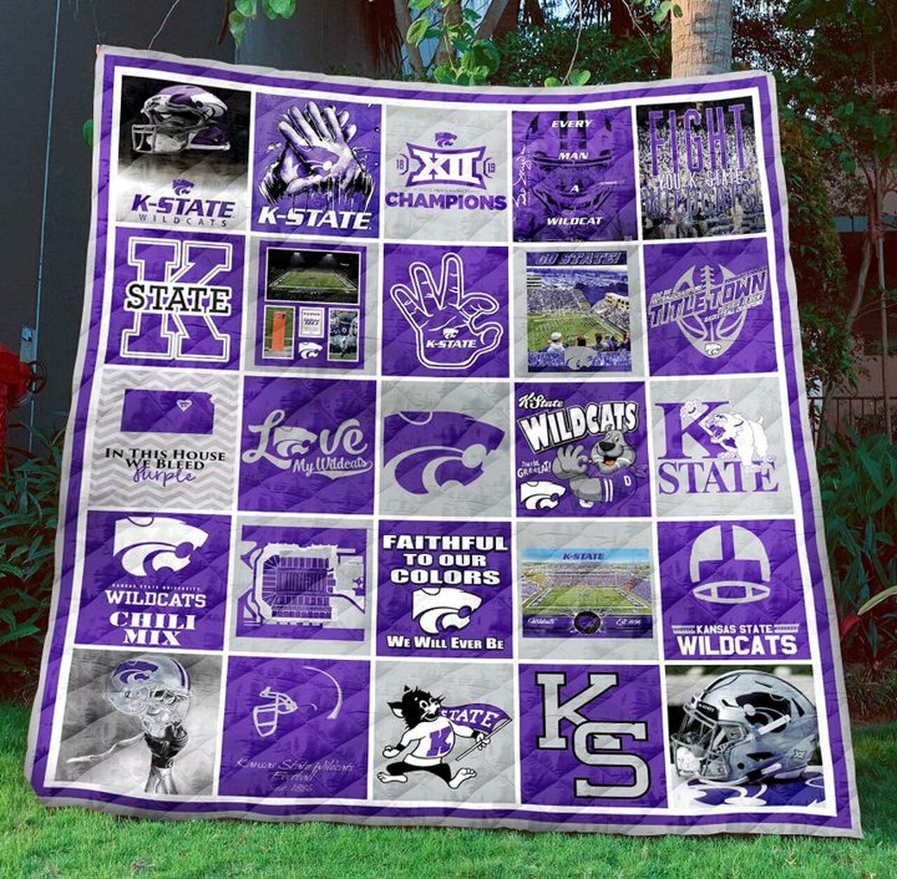 ncaa kansas state wildcats purple white quilt fleece blanket v6 wfqf262 t2uhj