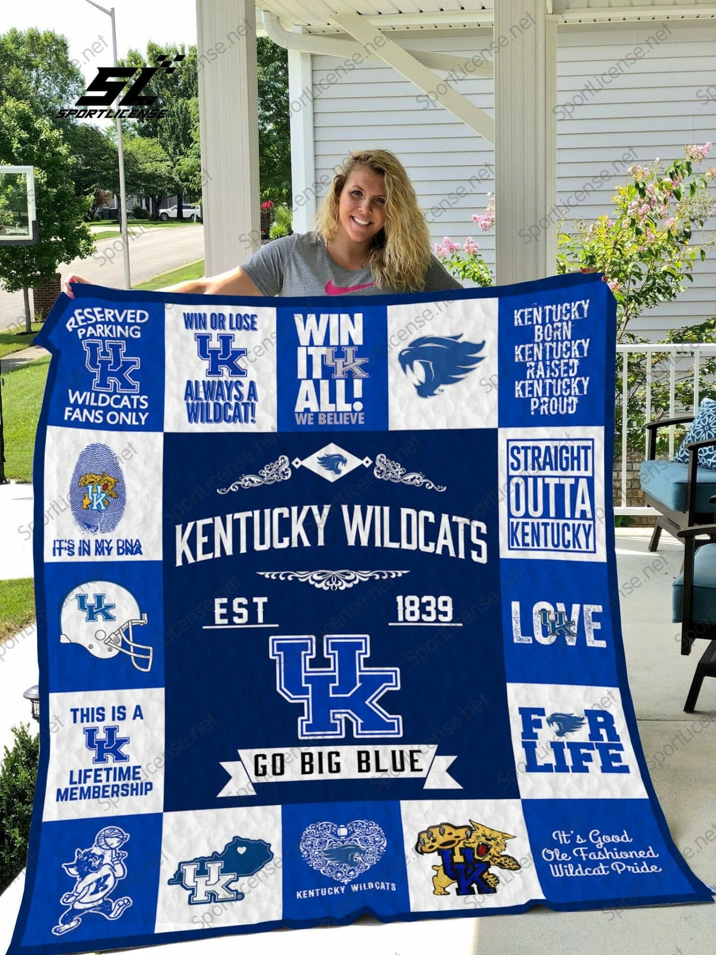 ncaa kentucky wildcats blue white est 1839 quilt fleece blanket wfqf271 hc5a0