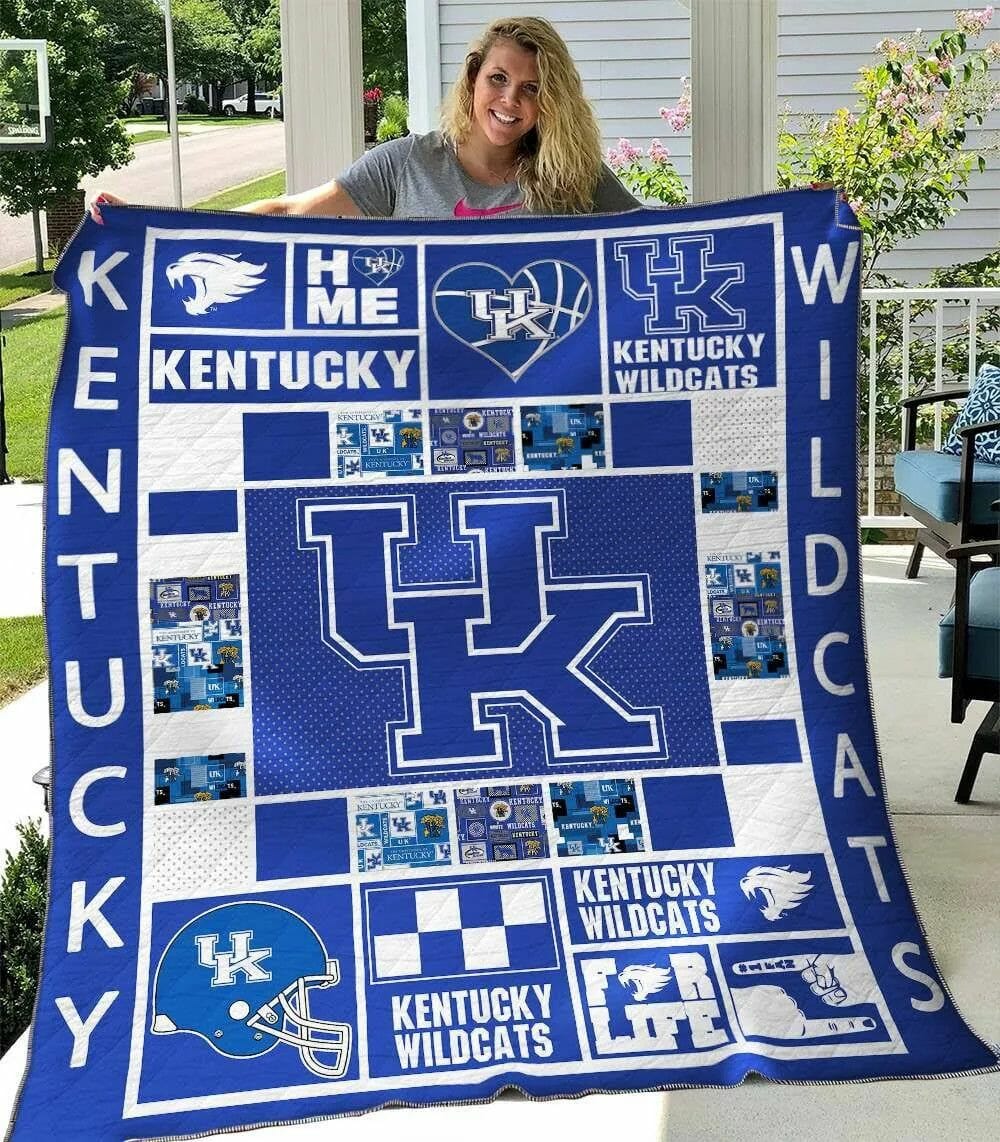 ncaa kentucky wildcats blue white quilt fleece blanket wfqf274 md6u3