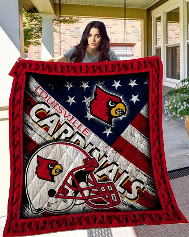 ncaa louisville cardinals american flag quilt fleece blanket wfqf277 hsmnd