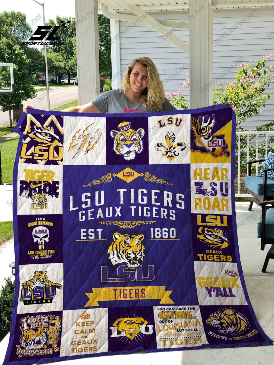 ncaa lsu tigers est 1860 quilt fleece blanket wfqf289 gqtvc