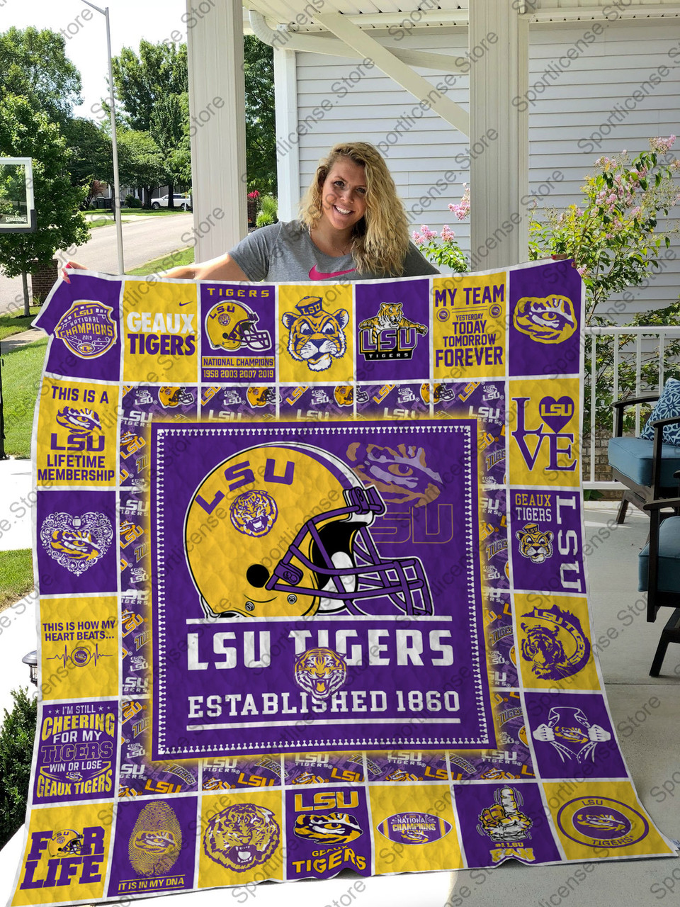 ncaa lsu tigers gold quilt fleece blanket wfqf290 7yybm