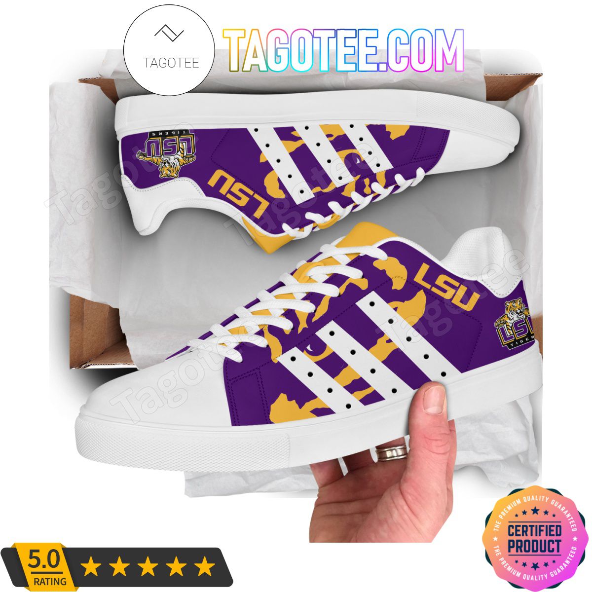 ncaa lsu tigers purple gold stan smith shoes ocjw7