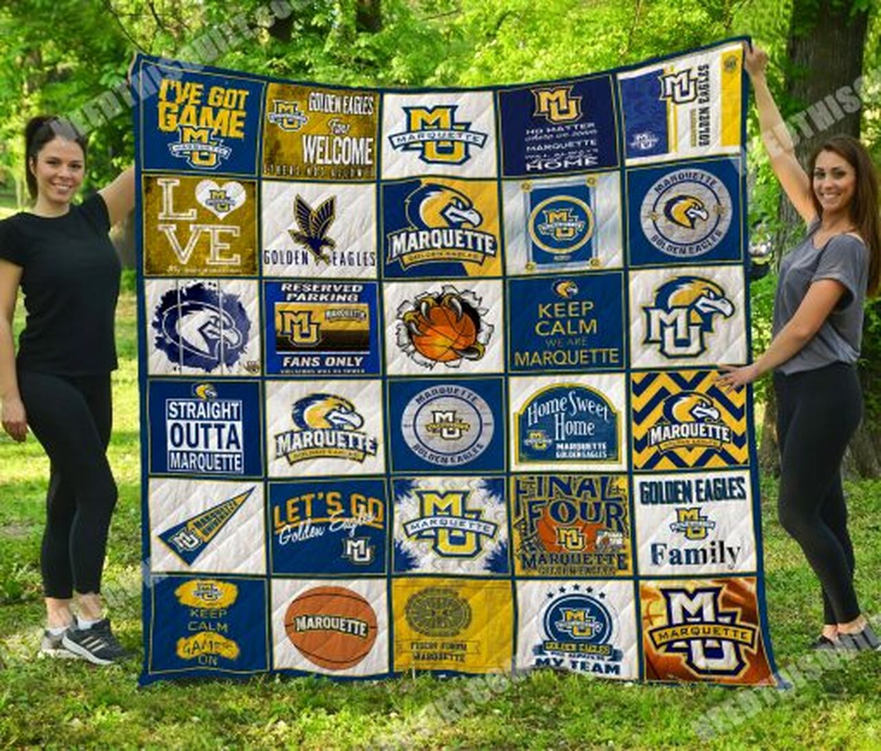 ncaa marquette golden eagles quilt fleece blanket v1 wfqf309 4x4yj