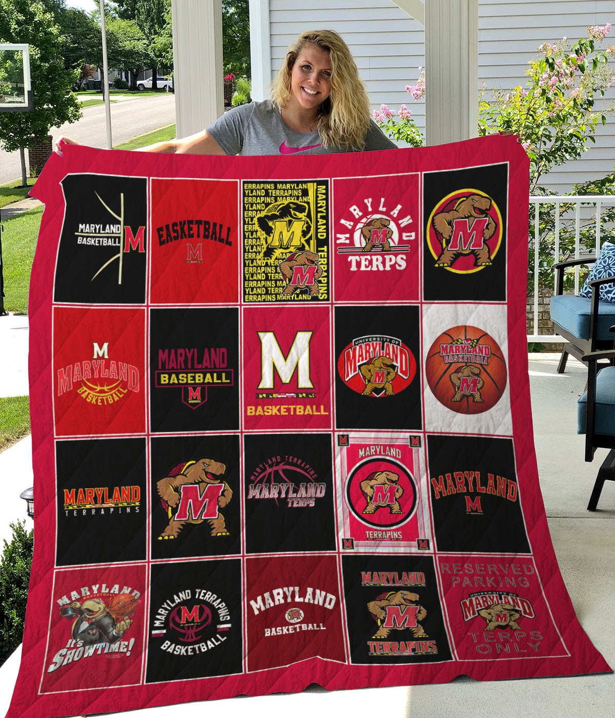 ncaa maryland terrapins red black quilt fleece blanket wfqf318 5yflx