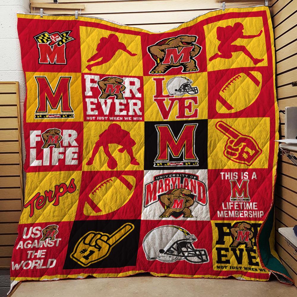 ncaa maryland terrapins red yellow quilt fleece blanket v2 wfqf319 ue8z9