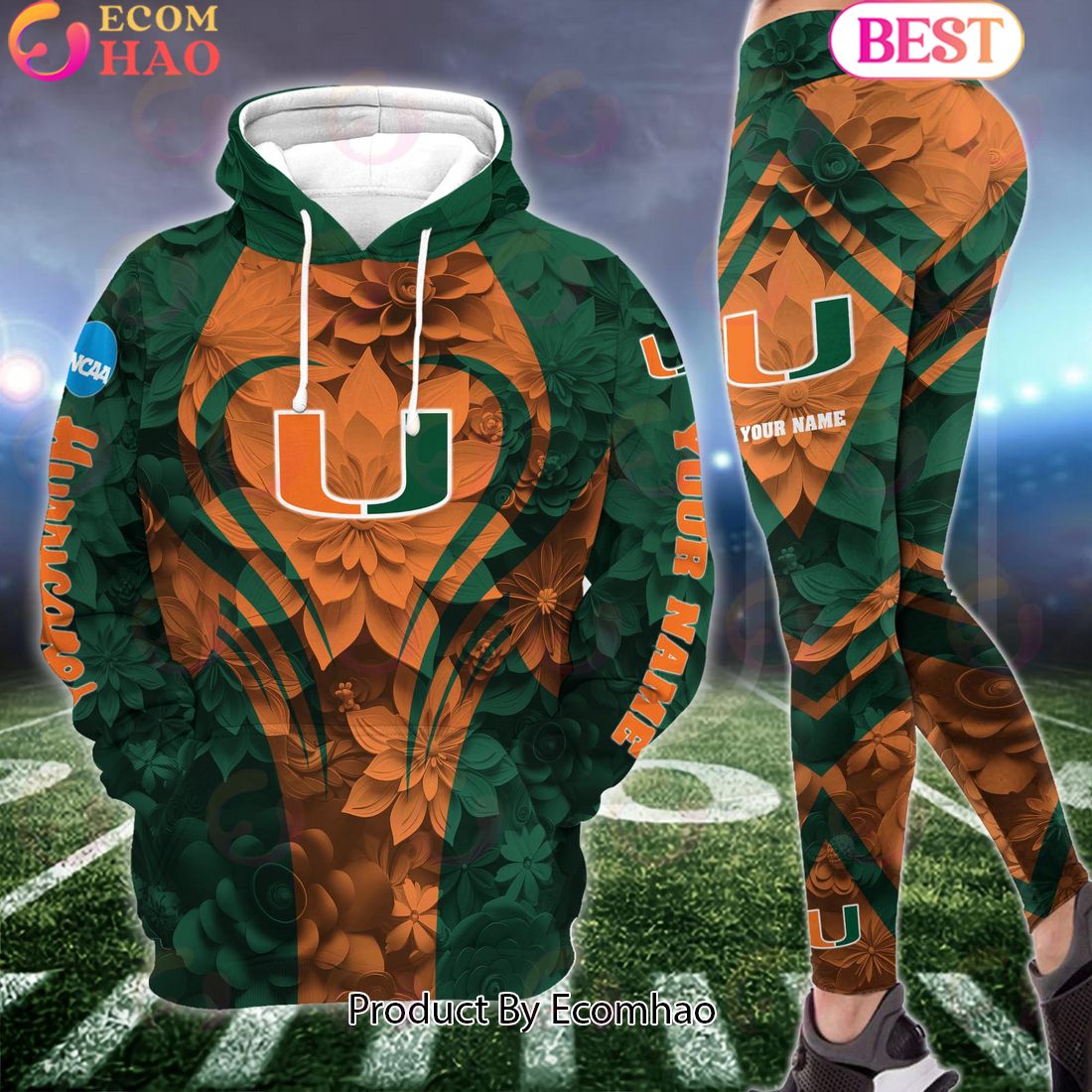 ncaa miami hurricanes hoodie and leggings custom your name football team clothings gift for football lovers 1 dRmcE