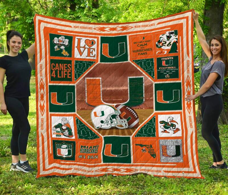 ncaa miami hurricanes orange green quilt fleece blanket wfqf334 l7ci2