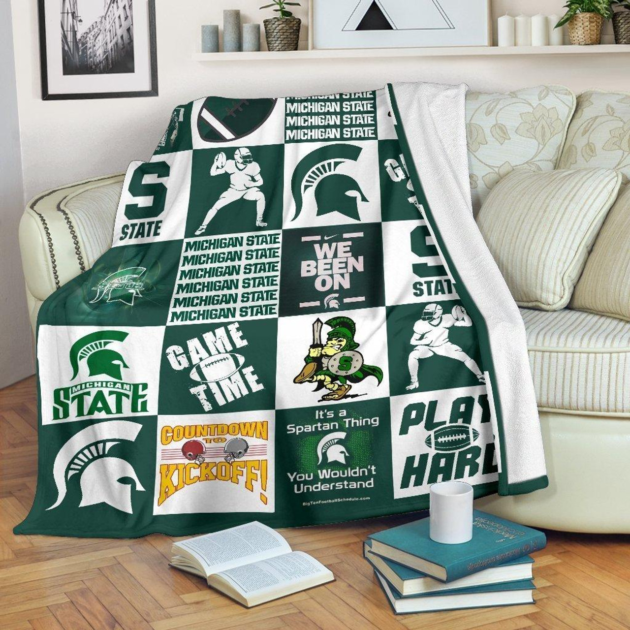 ncaa michigan state spartans quilt fleece blanket v1 wfqf349 wbhm2