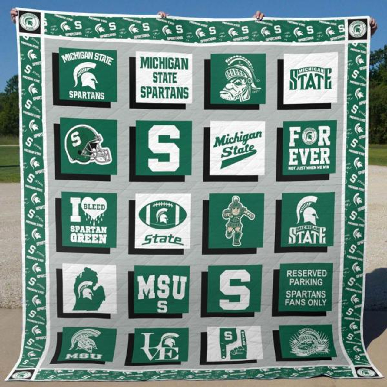 ncaa michigan state spartans quilt fleece blanket v2 wfqf341 1se8u