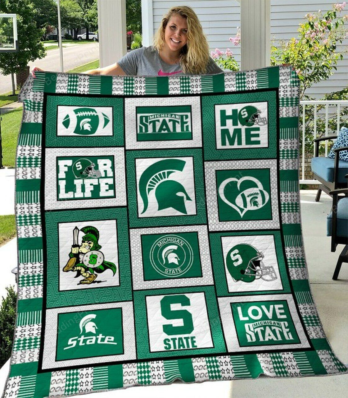 ncaa michigan state spartans quilt fleece blanket v3 wfqf351 twcwh