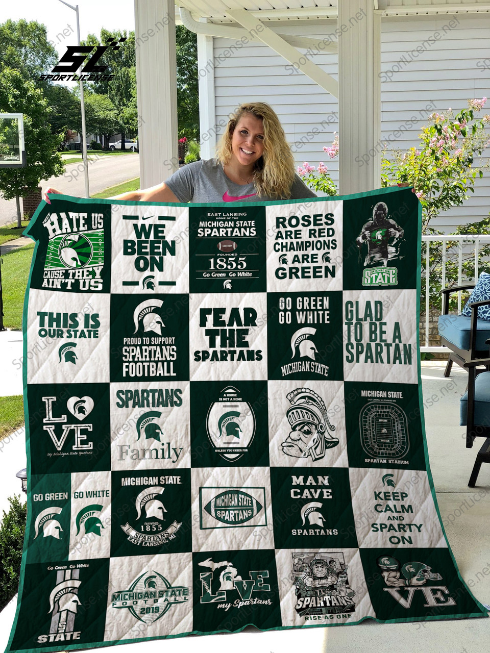 ncaa michigan state spartans quilt fleece blanket v5 wfqf344 aykec