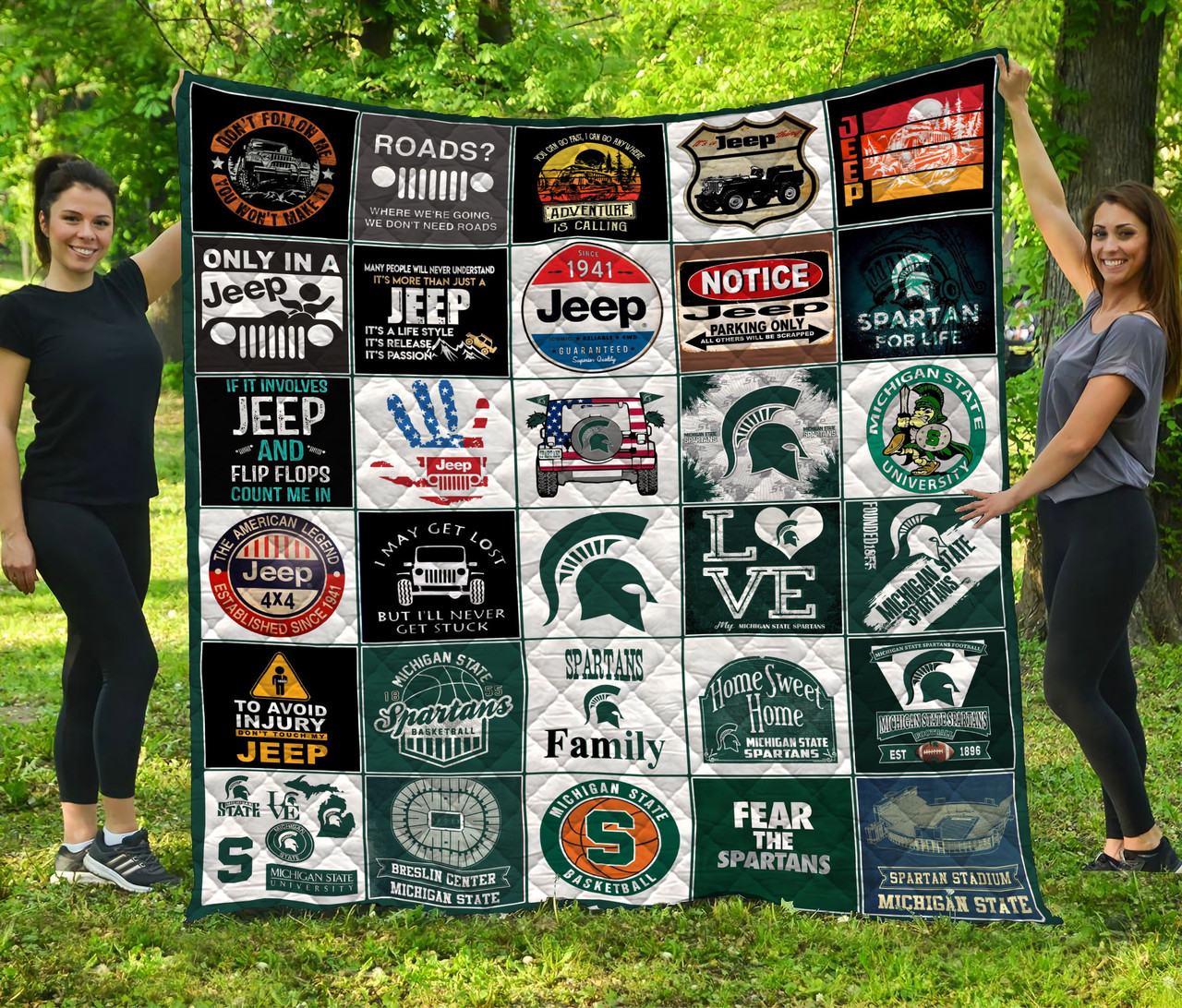 ncaa michigan state spartans quilt fleece blanket v6 wfqf345 symbc