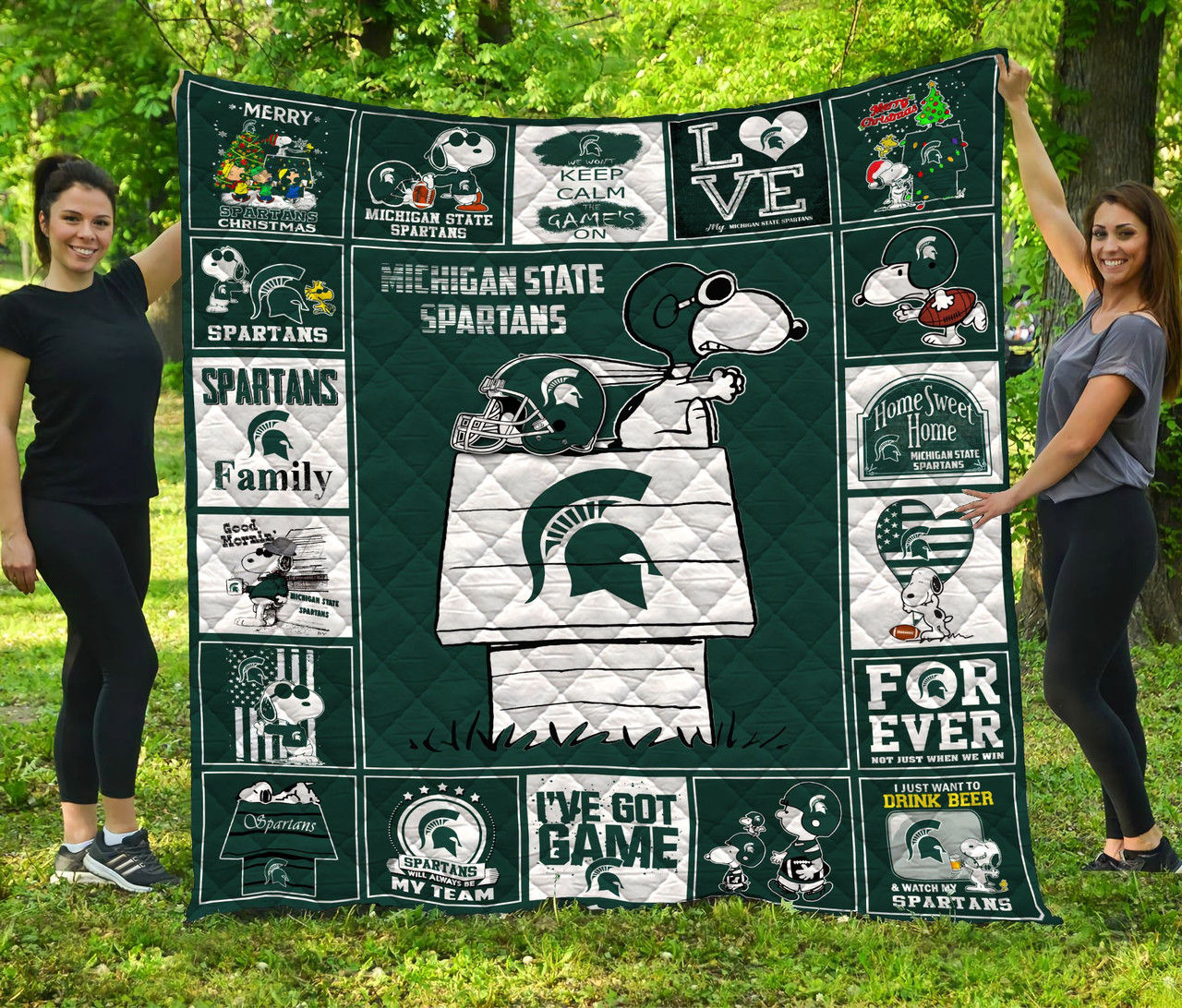 ncaa michigan state spartans snoopy quilt fleece blanket wfqf356 6e8xq