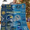 ncaa michigan wolverines navy blue aqua quilt fleece blanket wfqf360 9nrvh