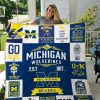 ncaa michigan wolverines navy blue white 1817 quilt fleece blanket wfqf363 lzkg1