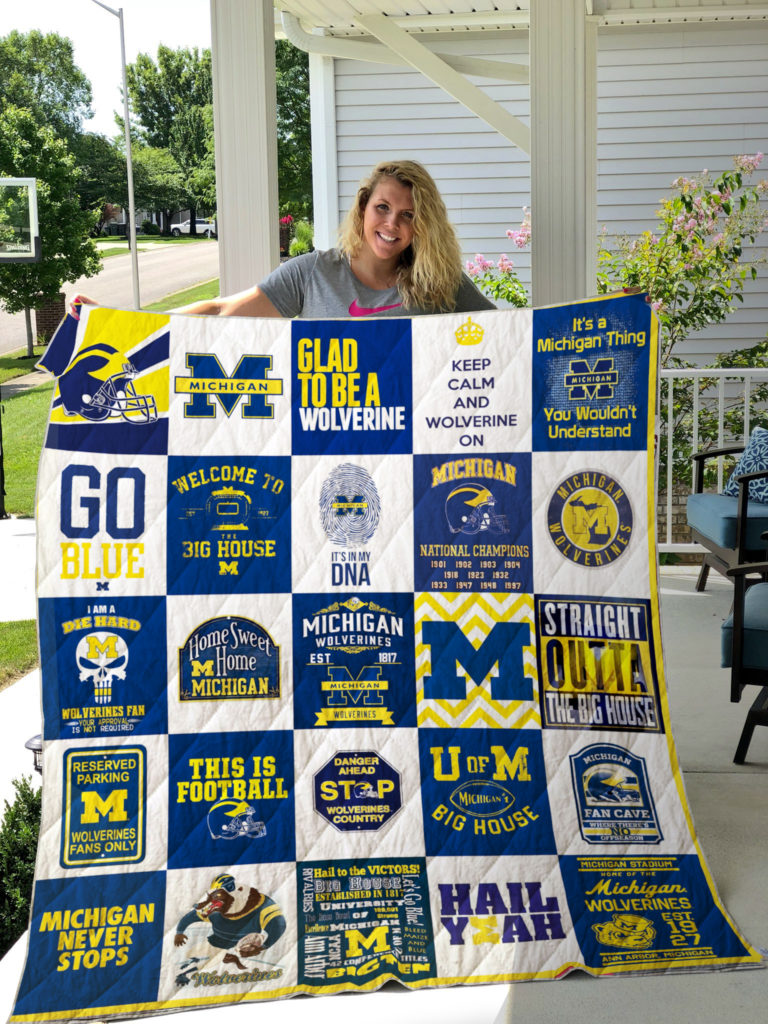 ncaa michigan wolverines quilt fleece blanket wfqf364 x0umg