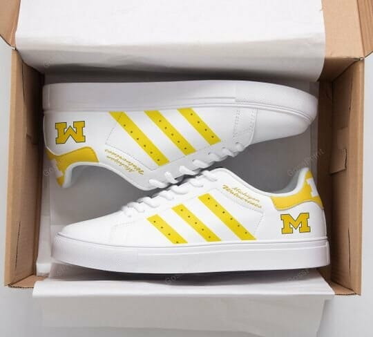 ncaa michigan wolverines white maize stan smith shoes rffab