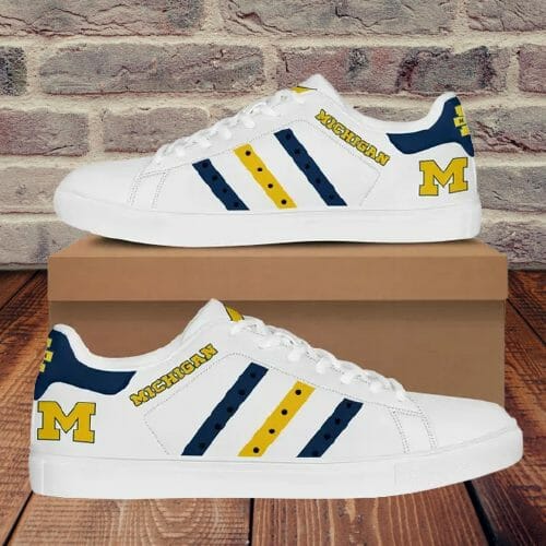 ncaa michigan wolverines white navy blue stan smith shoes v2 ms53d