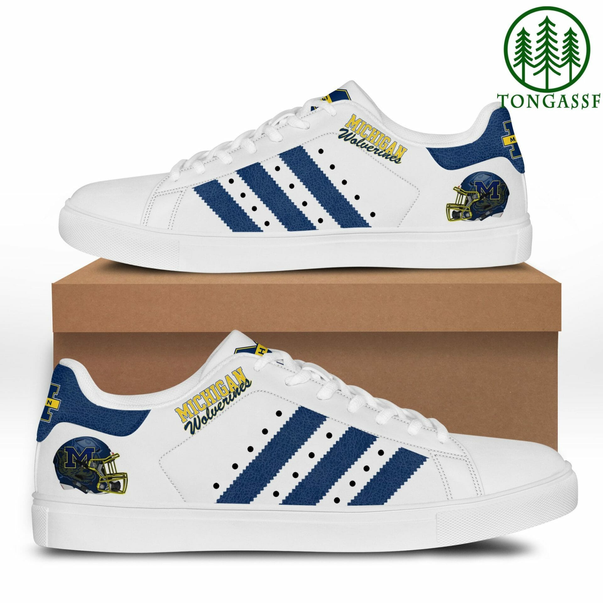 ncaa michigan wolverines white navy blue stan smith shoes v3 uc5sk