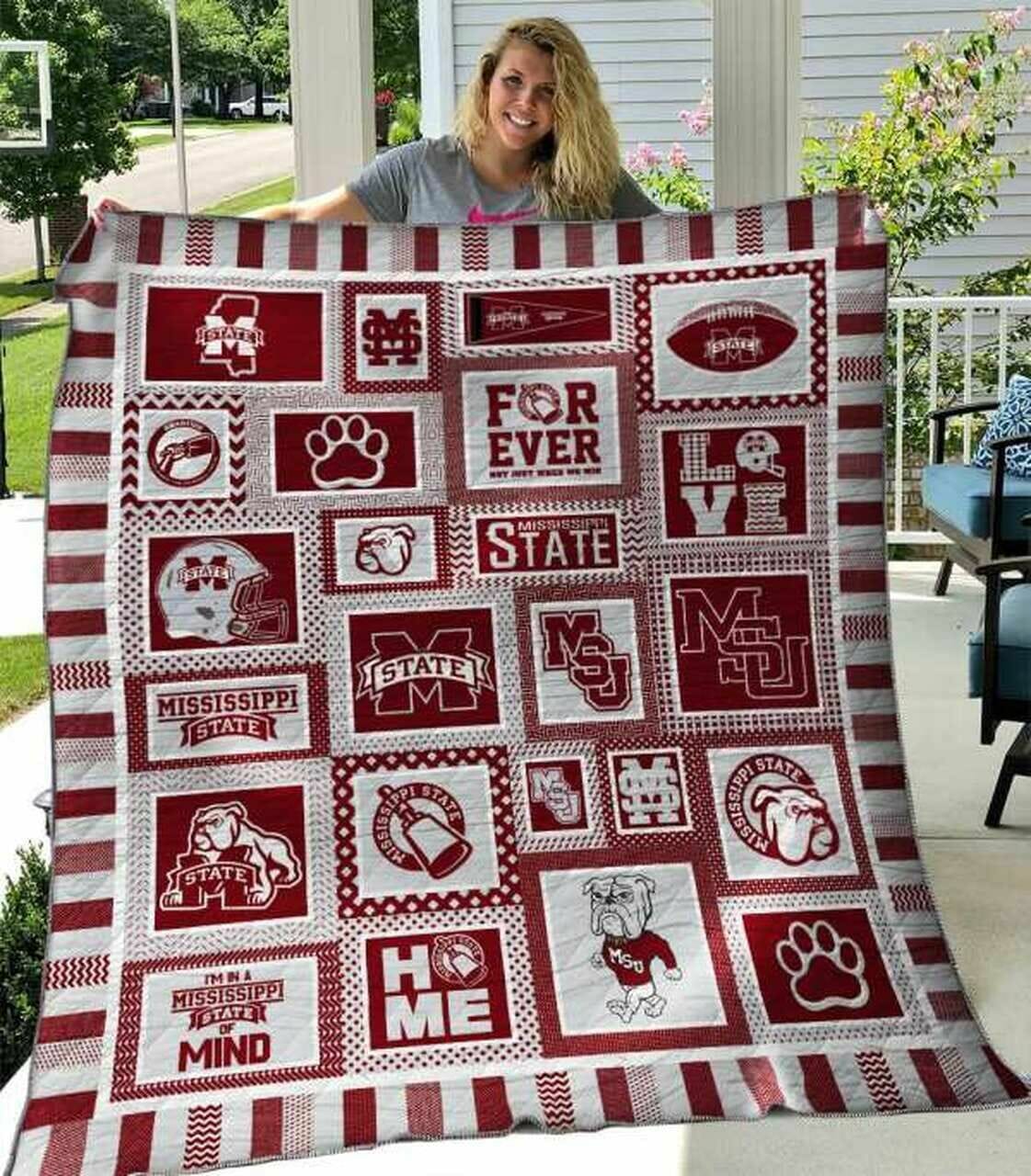 ncaa mississippi state bulldogs maroon grey quilt fleece blanket wfqf370 ro3ze