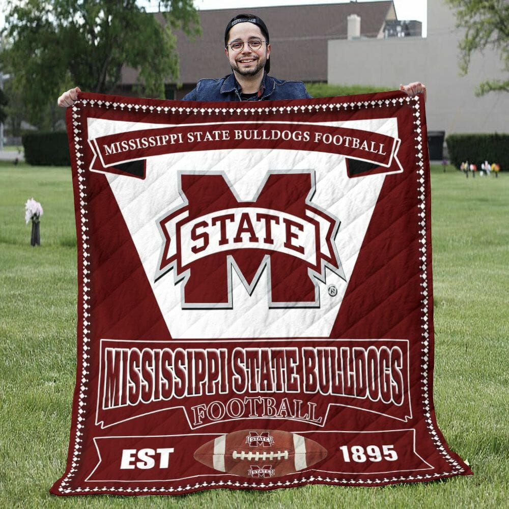 ncaa mississippi state bulldogs maroon white est 1895 quilt fleece blanket wfqf373 dksxu