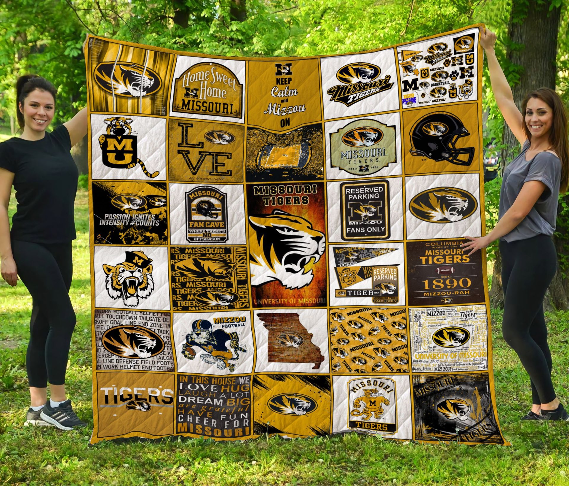 ncaa missouri tigers gold white quilt fleece blanket v3 wfqf382 p3mbr