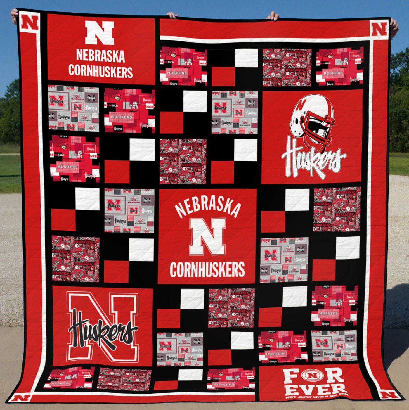 ncaa nebraska cornhuskers red black quilt fleece blanket v2 wfqf389 x0xwr