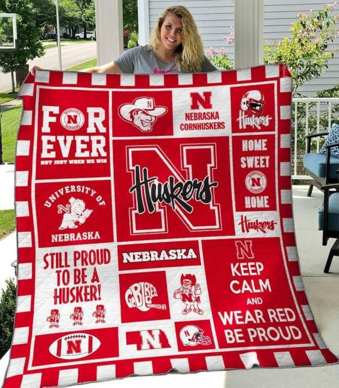 ncaa nebraska cornhuskers red white quilt fleece blanket wfqf393 wcd6u