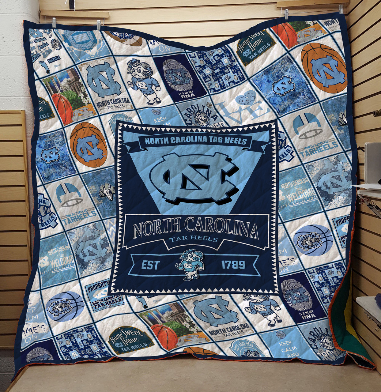 ncaa north carolina tar heels est 1789 quilt fleece blanket wfqf399 kmrsk