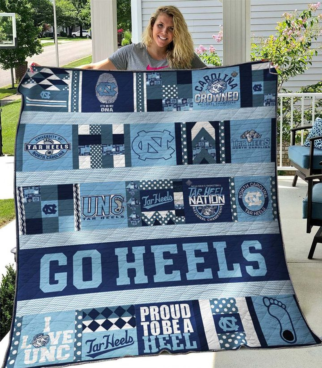 ncaa north carolina tar heels go heels quilt fleece blanket wfqf400 ke7wj