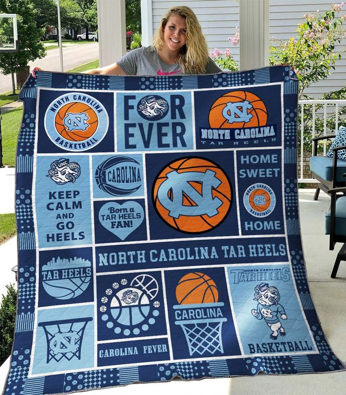 ncaa north carolina tar heels quilt fleece blanket v3 wfqf404 n7an8