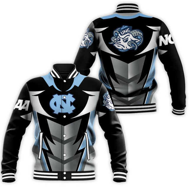 ncaa north carolina tar heels special style baseball jacket button up zipper hooded all over print iabcm