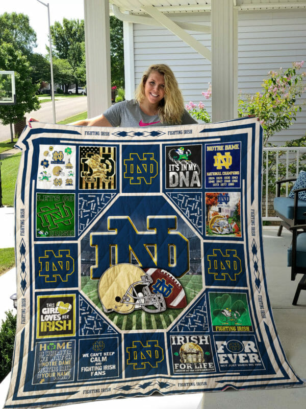 ncaa notre dame fighting irish blue special quilt fleece blanket wfqf414 oxpey