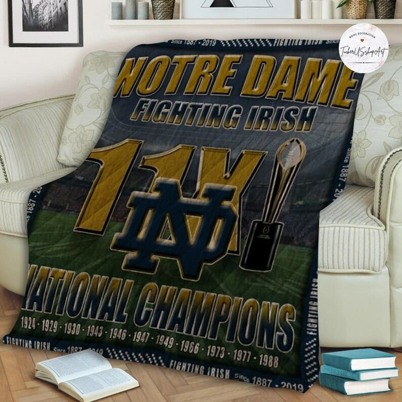 ncaa notre dame fighting irish gold quilt fleece blanket wfqf424 cxxyx