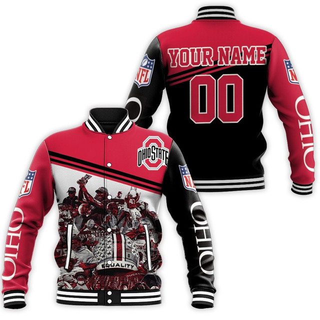 ncaa ohio state buckeyes custom name number champions 2021 baseball jacket button up zipper hooded all over print yaknd