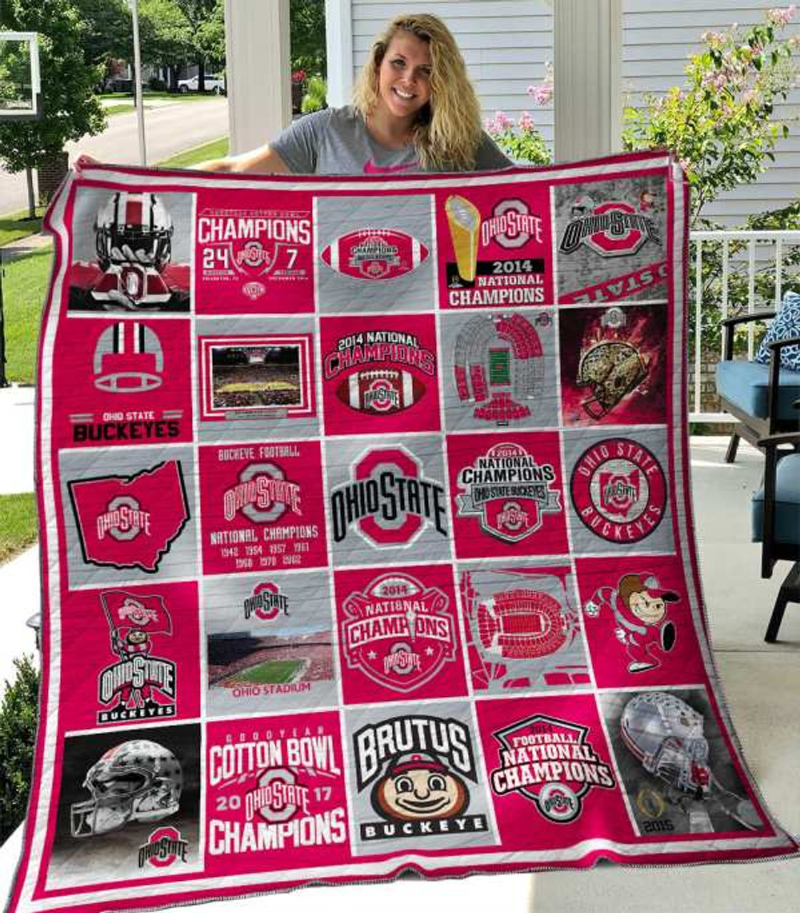 ncaa ohio state buckeyes quilt fleece blanket v3 wfqf439 upc7i