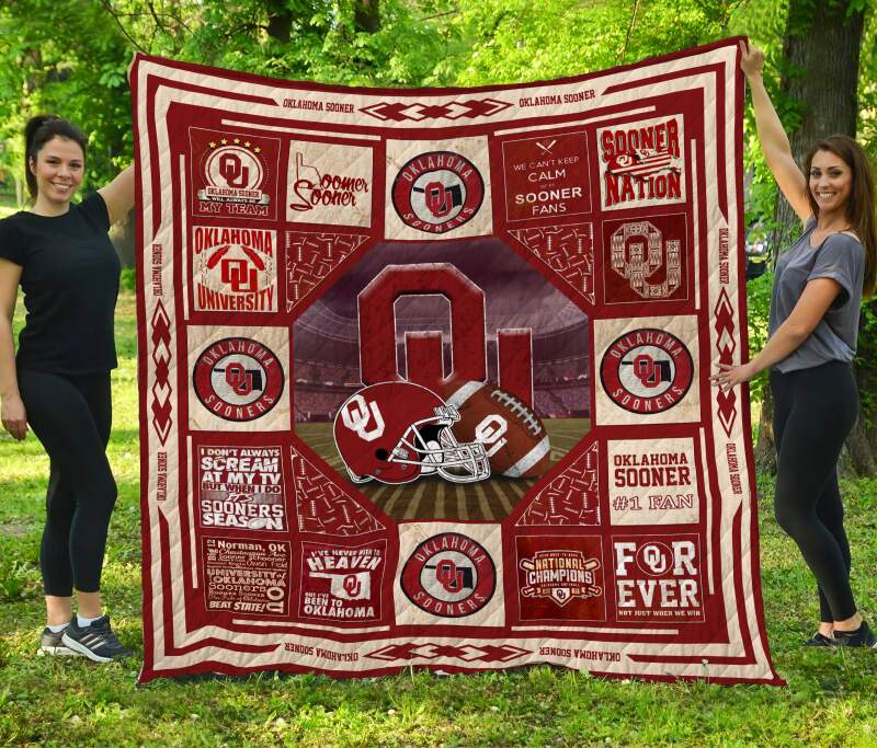 ncaa oklahoma sooners crimson cream quilt fleece blanket v2 wfqf454 uvqyi