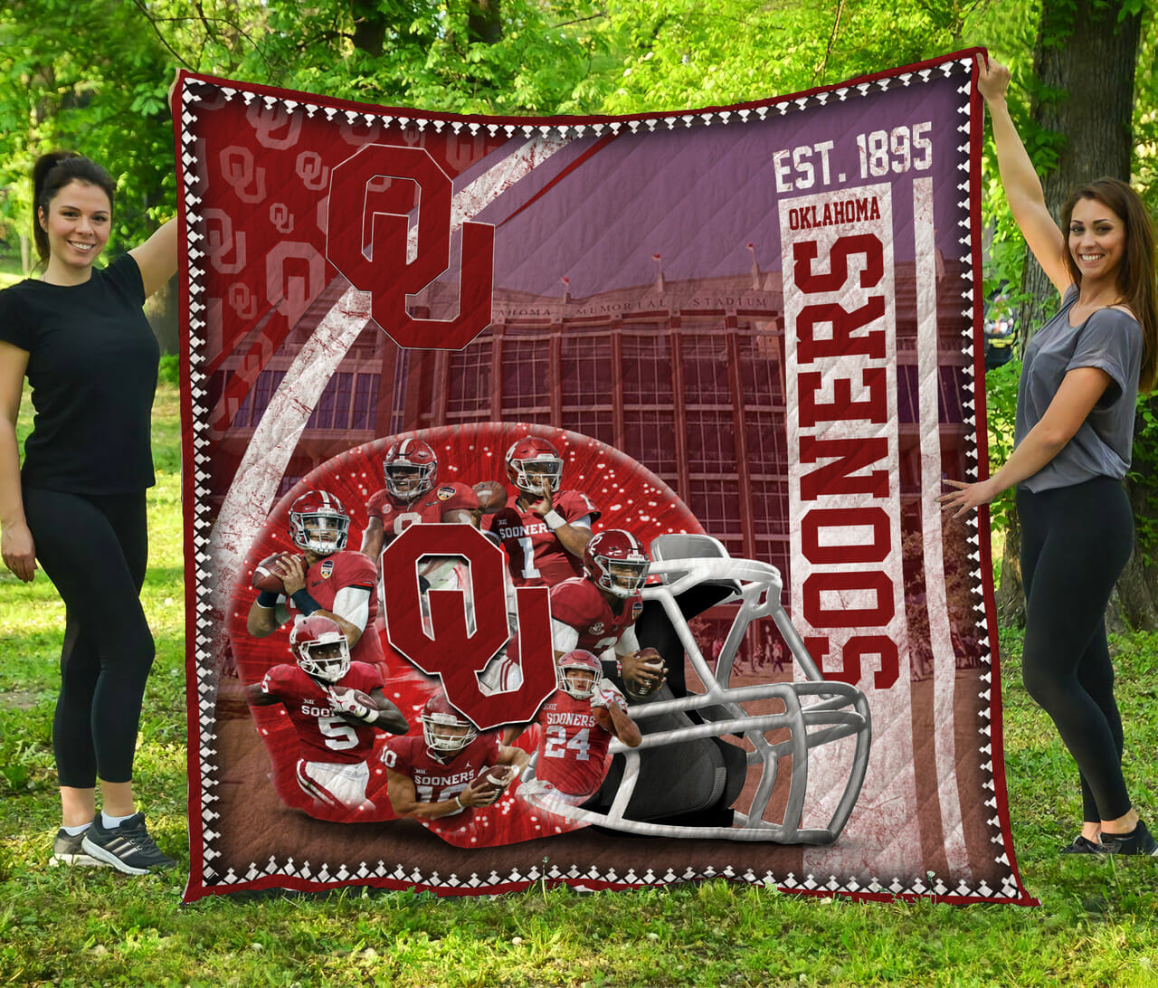 ncaa oklahoma sooners crimson legends quilt fleece blanket wfqf456 drks3