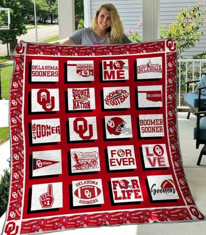 ncaa oklahoma sooners crimson white quilt fleece blanket v2 wfqf460 jtwqs