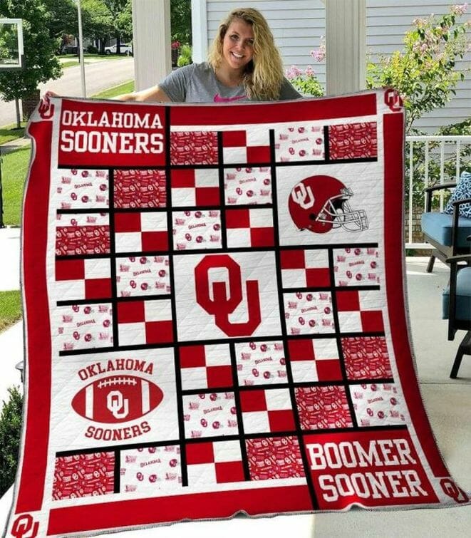 ncaa oklahoma sooners crimson white quilt fleece blanket v4 wfqf462 6r6r4