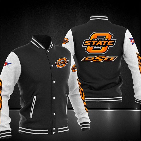 ncaa oklahoma state cowboys baseball jacket button up zipper hooded all over print 4u1hx