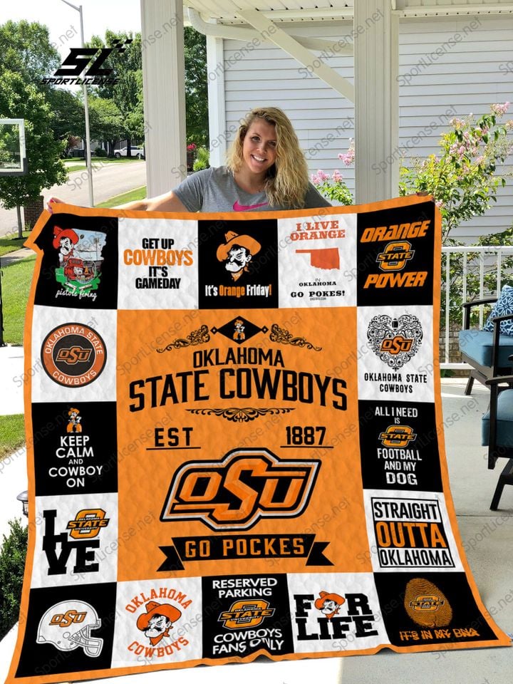 ncaa oklahoma state cowboys est 1887 quilt fleece blanket wfqf466 sm4mm