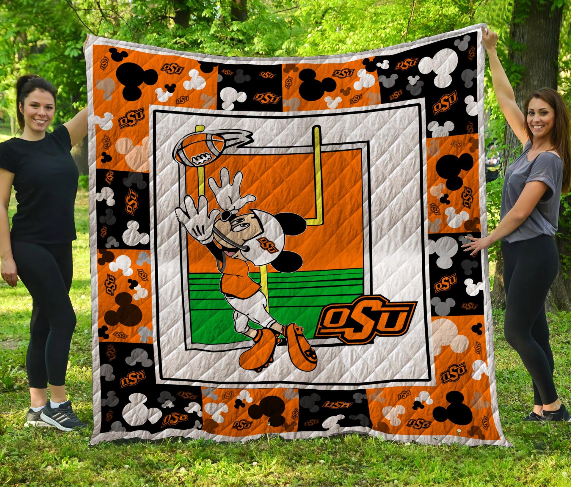 ncaa oklahoma state cowboys mickey mouse quilt fleece blanket wfqf467 tsuxe